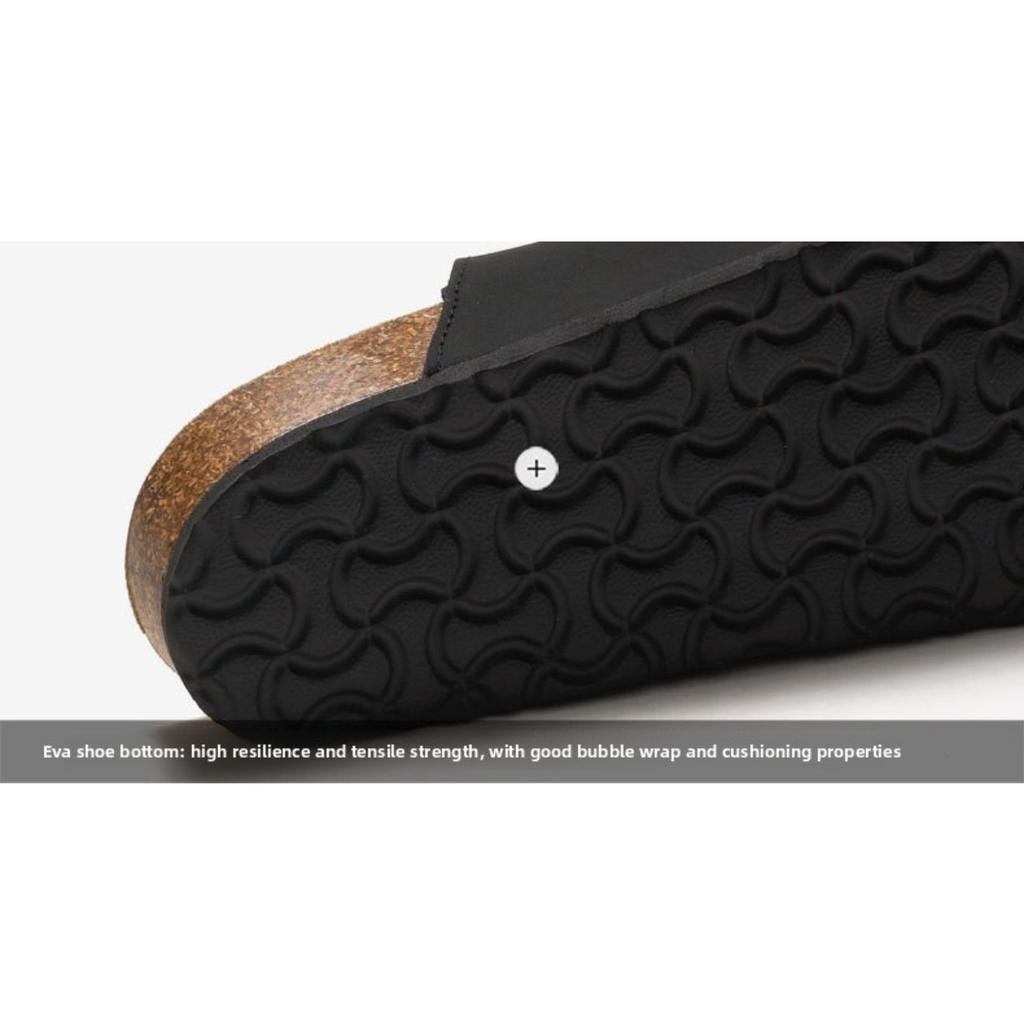 Men's Cork Slippers Trendy Student One Line Dragging Men's Beach Shoes Matte Leather