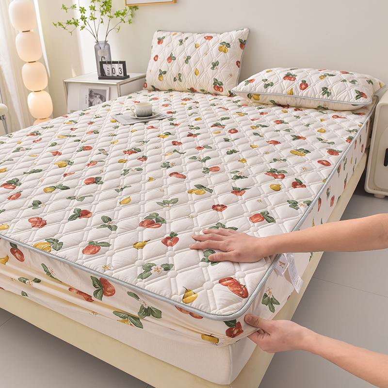 Thicken Mattress Cover for Home Funda De Colchón 100% Cotton Fitted Bedsheet King Size Floral Bed Covers 150x200(no Pillowcase)