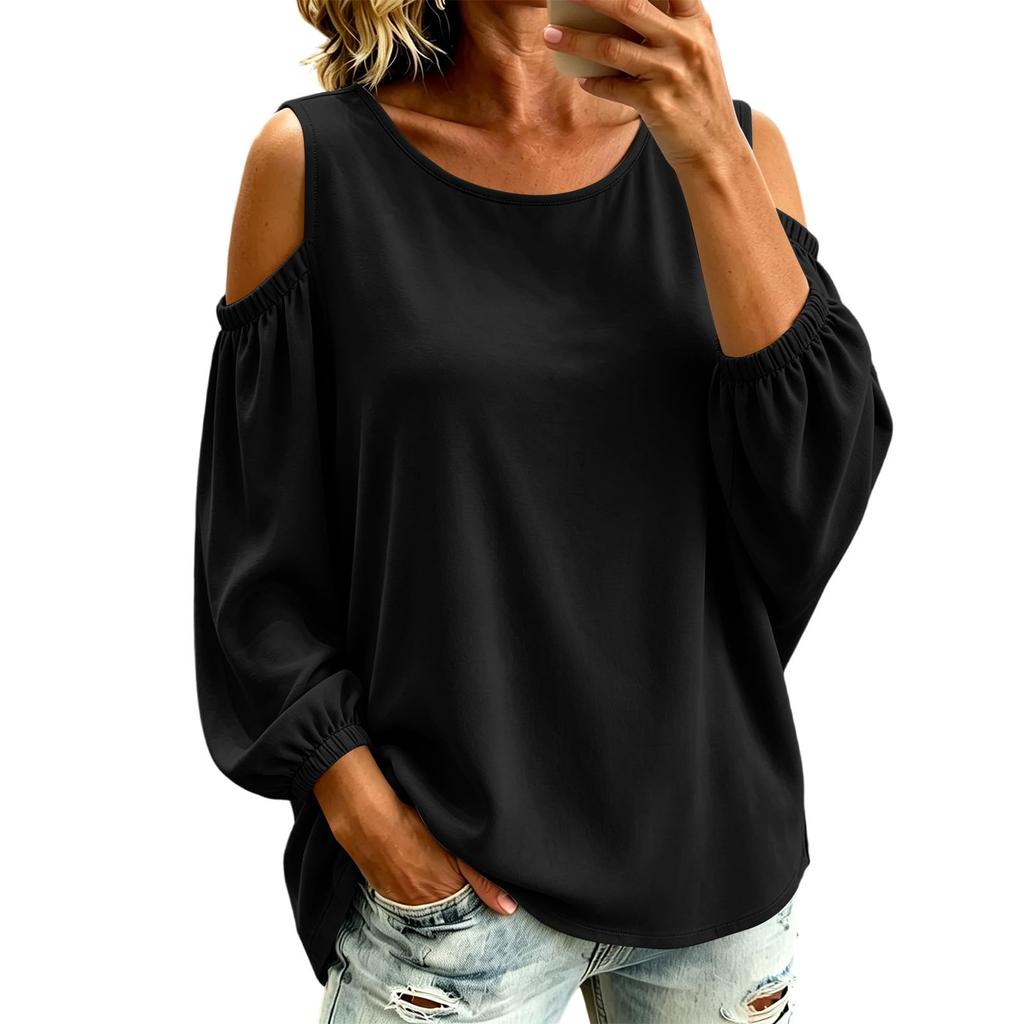 Damen Lässiger Langarm Farbiger Sweatshirt Pullover Top für den täglichen Gebrauch