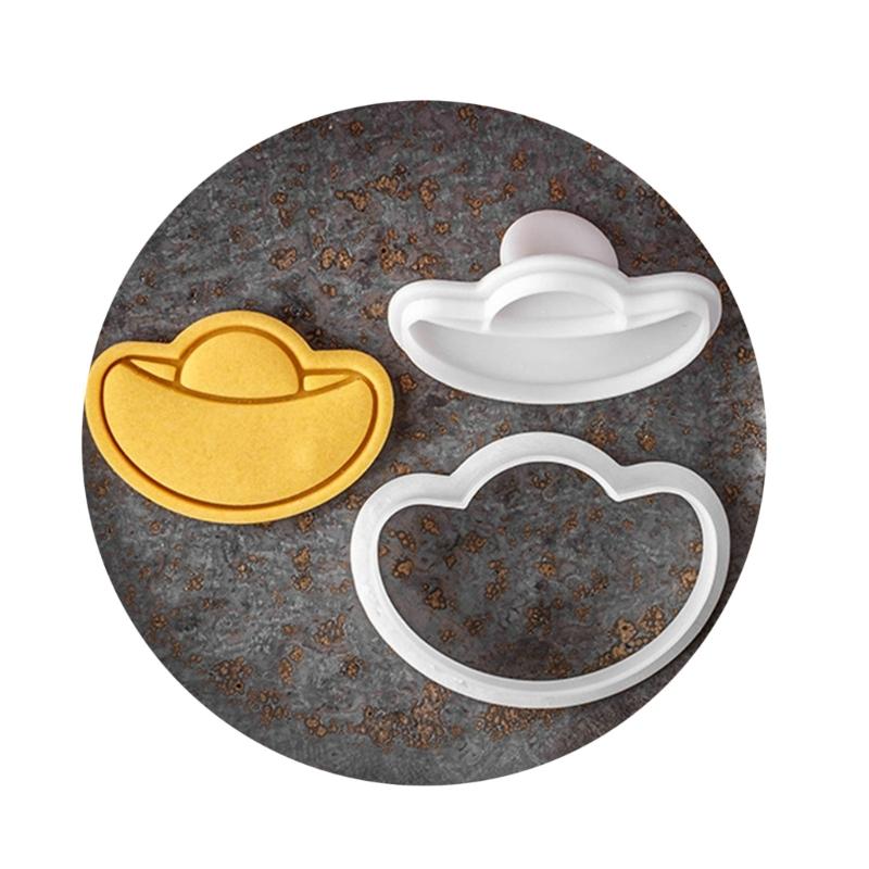 Biscuit Mold Cookie Embossing Moulds New Year Cookie Cutters Gold Ingot Shaped Plastic Material DIY Baking Accessories