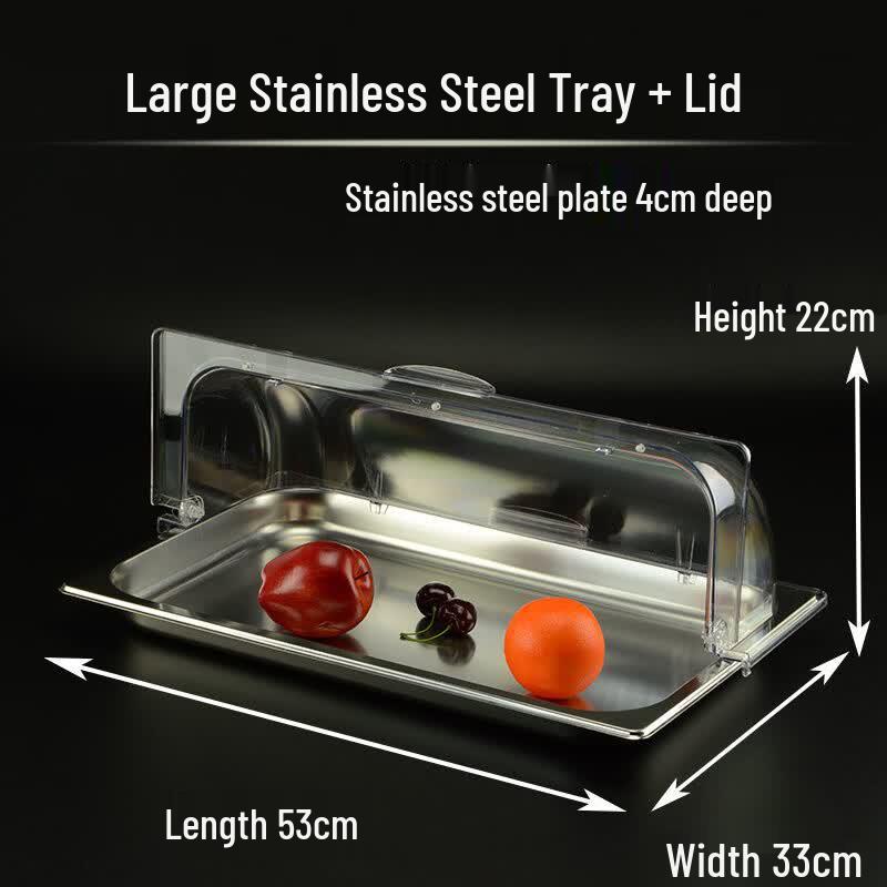 

Commercial Stainless Steel Food Display Tray with Transparent Lid