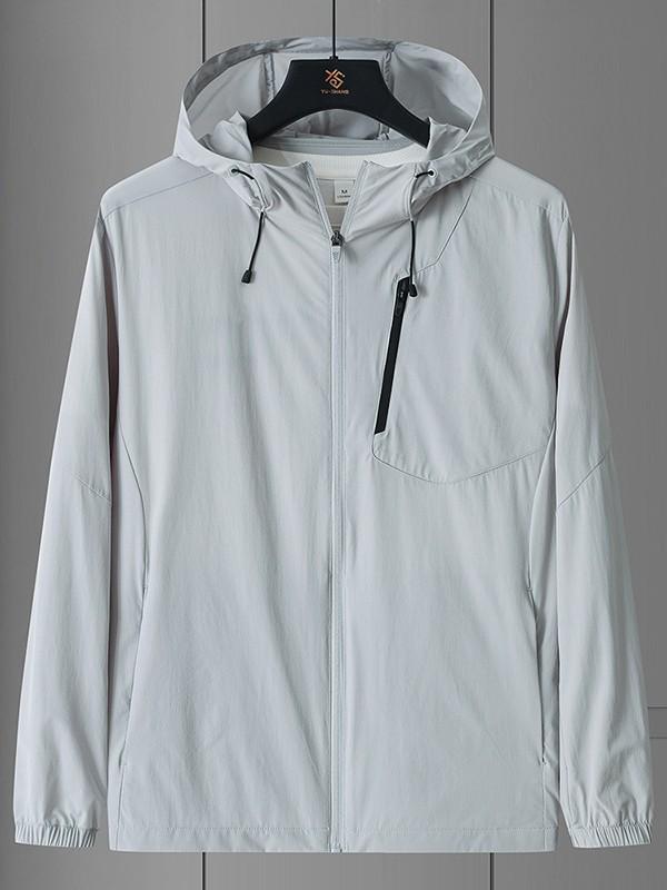 Herren Kapuzen-Sonnenschutzjacke - Ultraleicht, Atmungsaktiv, Winddicht, Schnelltrocknend, Lockere Passform, Kühlend, UV-Schutz.