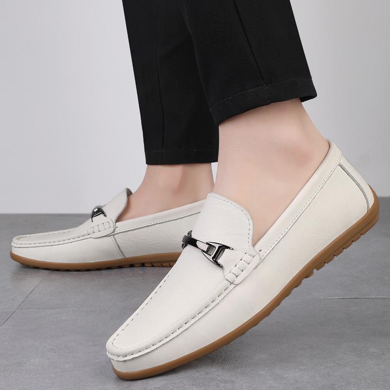 Fashion Handmade Moccasins Genuine Leather Loafers for Men Simple Business Male Walking Shoes Slip-On Flats Fashion Design Casual Shoes