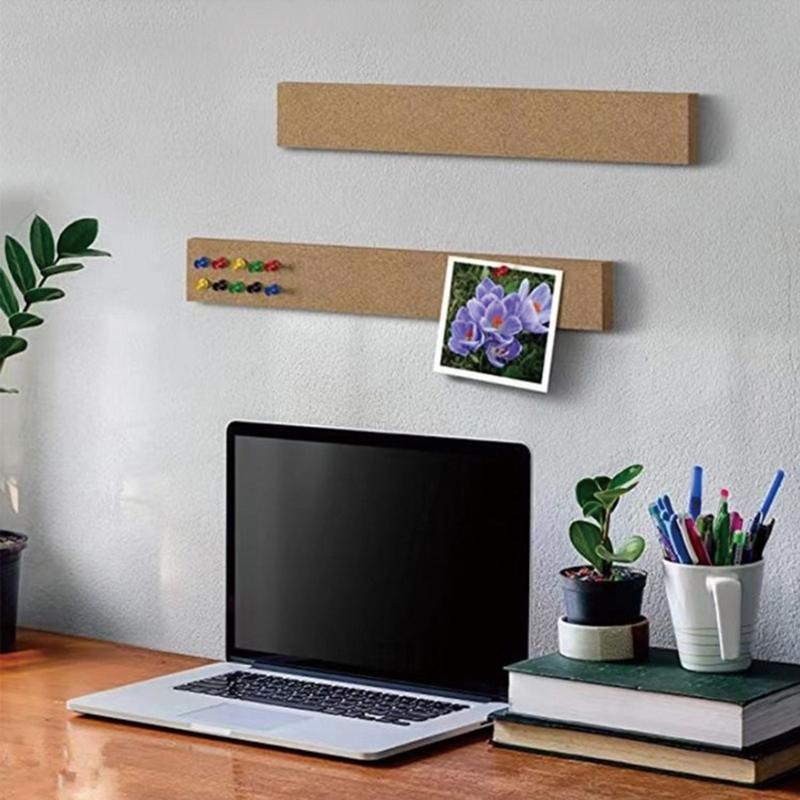 8Pcs Self Adhesive Corkboards for Wall, Long Cork Board Strips Frameless Cork Board Strips for Kitchen Office Display