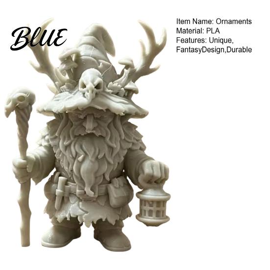 DIY Hand-coloring Decoration Kit Dwarf Wizard Figurine, 3D Printed Fantasy Mage Statue, Forest Sorcerer Decor Creative Hand-painting Craft for