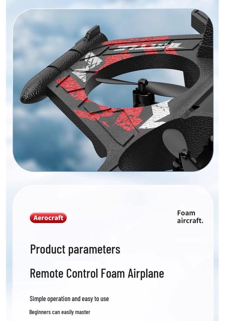 Remote Control Foam Glider Fighter Model - Children's Fixed-Height Quadcopter Toy