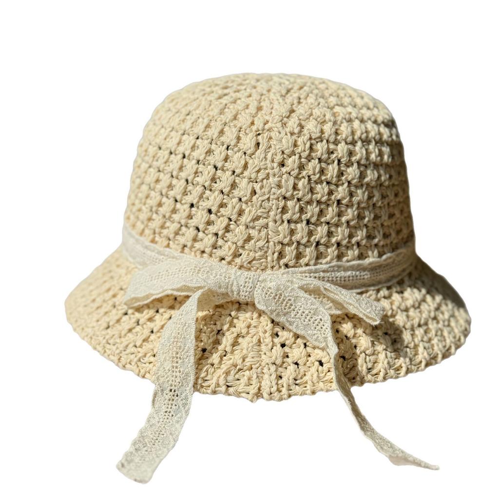 New Korean-style Trendy Fisherman Hat with Large Brim, Women's Beach Hollow-out Knitted Hat, Women's Sunshade Hat, Foldable and Trendy