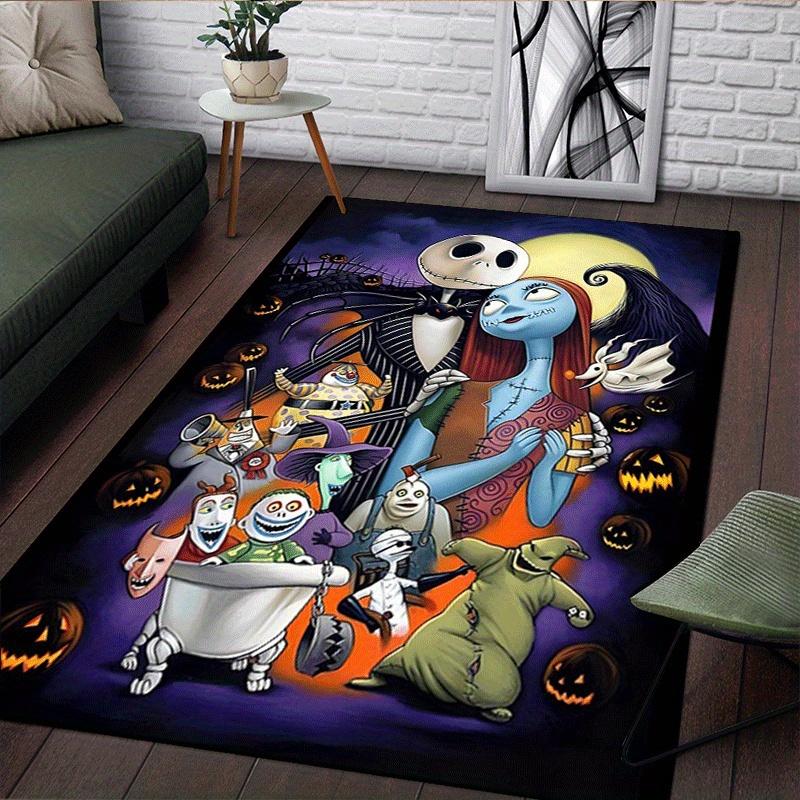 1pc The Nightmare Before Christmas Pattern Area Rug Soft Flannel Floor Mat for Living Room,Office,Bedroom and Carpet,Sofa Coffee Table Floor Mat