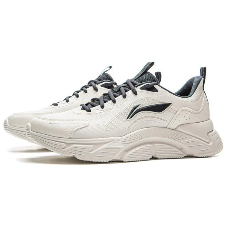 LiNing Lightweight Soft Rebound Casual Running Shoes Men Sneakers Cloud-White ARSV035-2