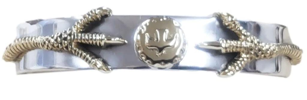 Silver 925 Bangle Bracelet for Men Eagle with Gold Metal and Double [cmy Select] (09 Claws)