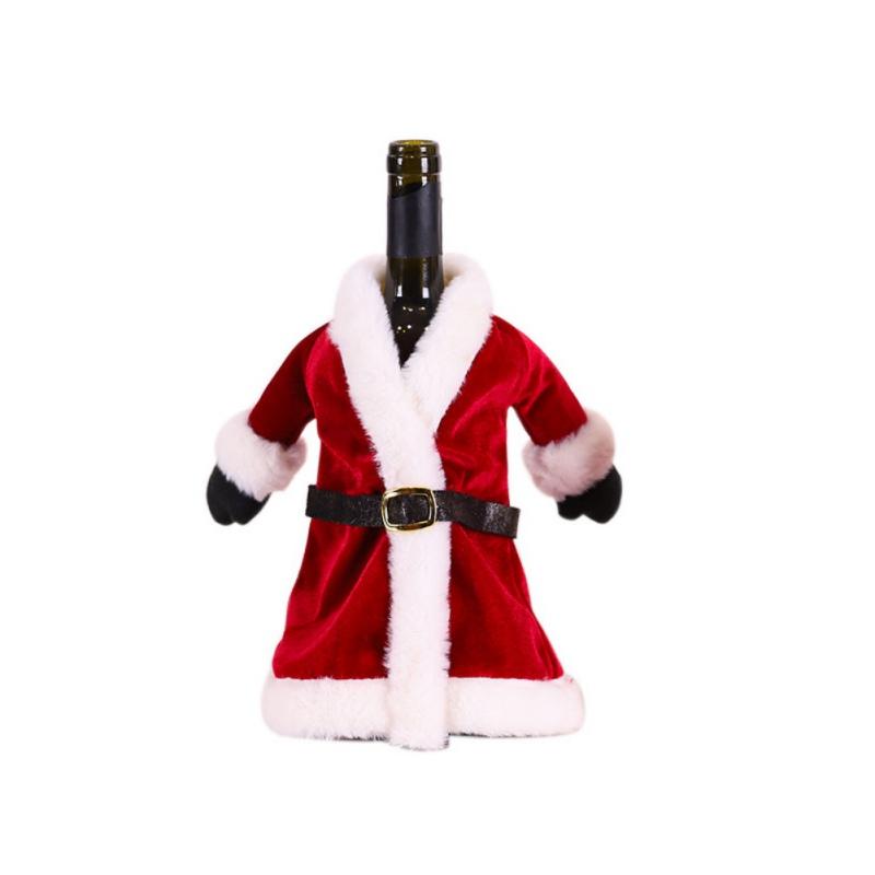 Creative Christmas Wine Bottle Set Golden Velvet Dress Wine Bottle Cover Wine Bottle Bag Sleeve Xmas New Year Dinner Table Decor