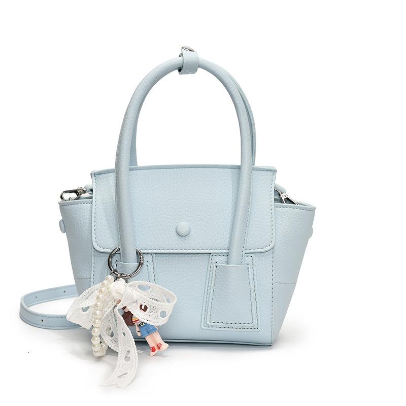 Summer Dopamine Korean Version Simple and Sweet Portable Bucket Bag Casual Foreign Style Lychee Pattern Texture Commuter Messenger Bag