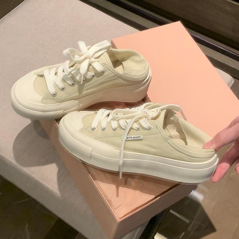 Grape mother studiolee women's summer 2025 new small round head can be stepped on heel lace-up low-top casual style espadrilles