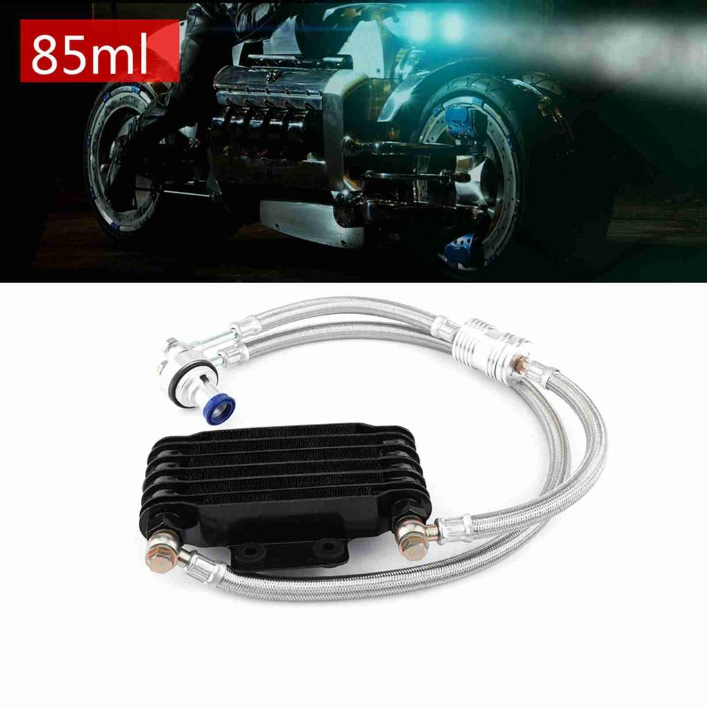 Engine Oil Cooler Oil Cooling Radiator System Kit for CB CG 100CC?250CC 85ml Black