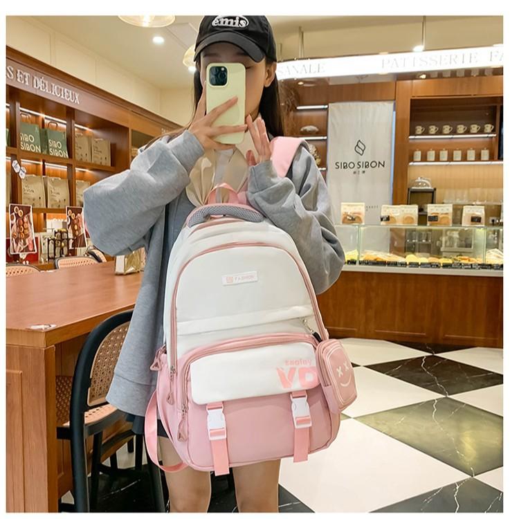 Simple schoolbag double shoulder schoolbag new large-capacity wear-resistant schoolbag to reduce the burden on junior and high school students