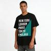 Vintage Island Stripe Print Casual T-Shirt Unisex Loose Breathable Top Pure Cotton T-shirt