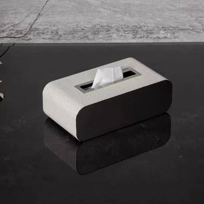 Metal Tissue Box Leather Simple Creative Storage Tissue Paper Case Elegant Rectangular Napkin Box Home Table Tissues Organizer