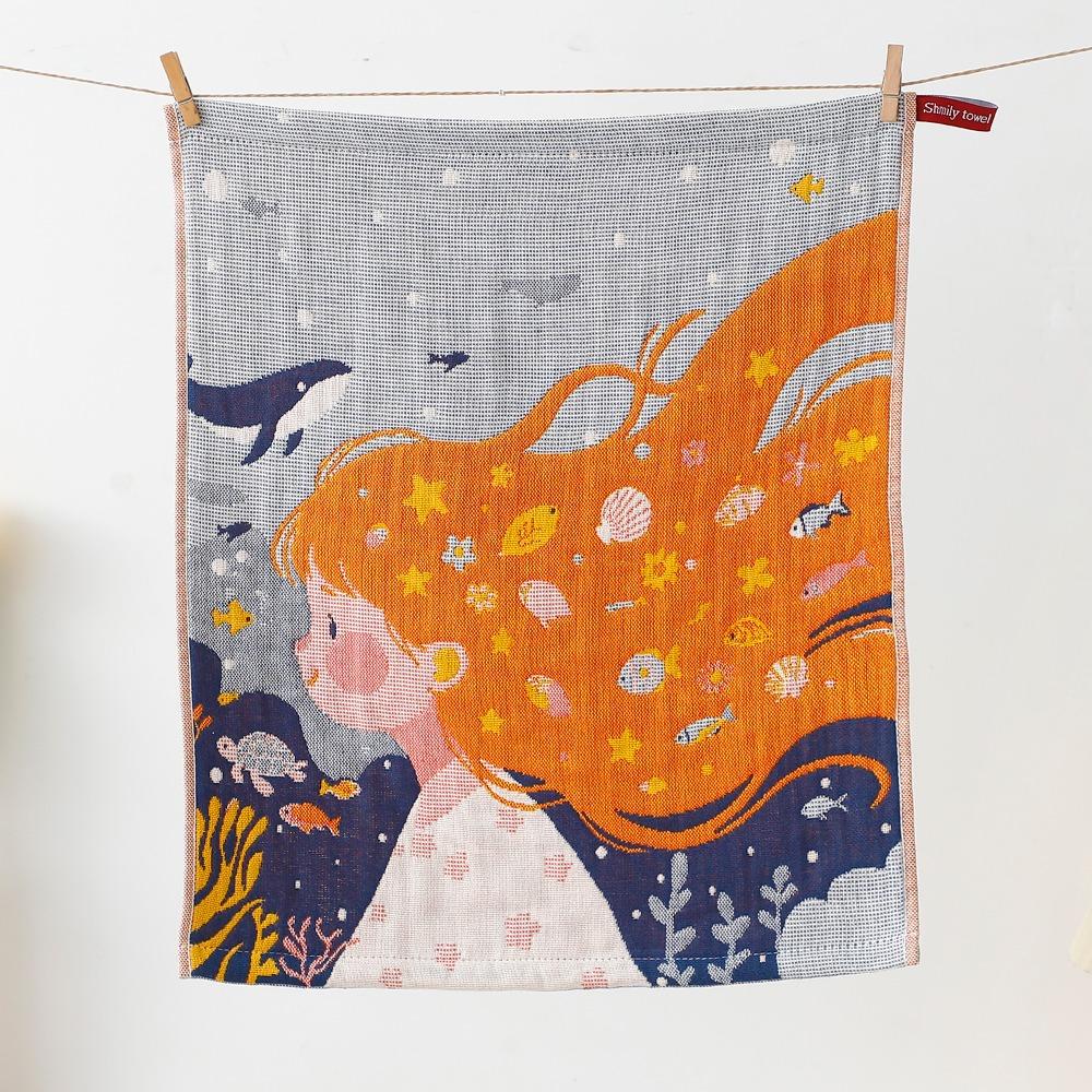 

34x40cm Large Hand Towel 4 Layer Cotton Gauze Quick Dry Pure Cotton Dish Cloth Cartoon Decorative Tea Towel