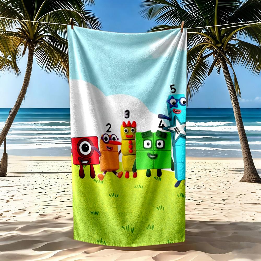 Numberblocks Beach Towel Super Soft Microfiber Quickdry Fabric Comfortable Lightweight Suitable For Swimming Gym Camping Yoga Vacation
