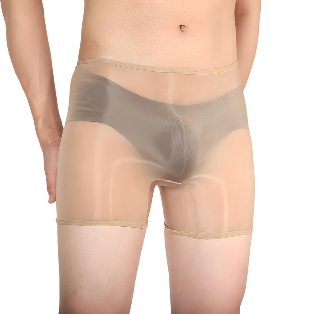 Mens Sheer Boxer Shorts Mid Waist Lingerie Underwear Erotic Roleplay Nightclub Provocative Clubwear