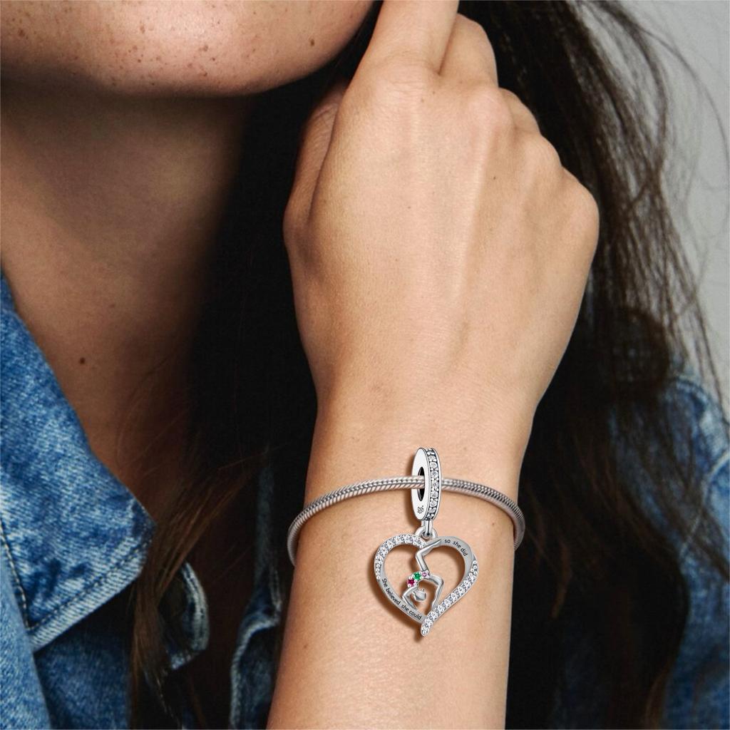 Fit Charm Bracelet 925 Silver Swimming Pole Dance Cheerleader Golf Volleyball Baseball Runner Bead For Making Berloque