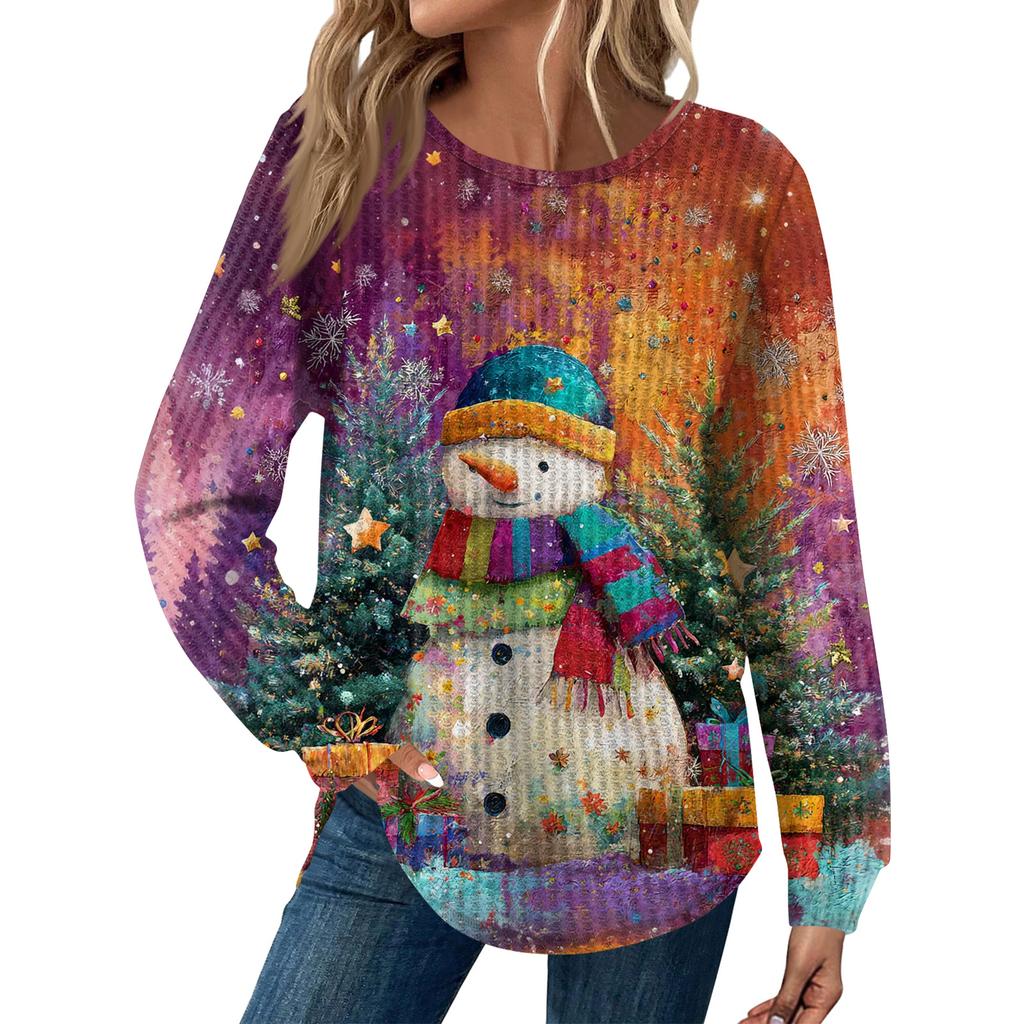 Dámská móda Dlouhý rukáv Vánoční Volný Dlouhý rukáv Kulatý výstřih Ležérní Top