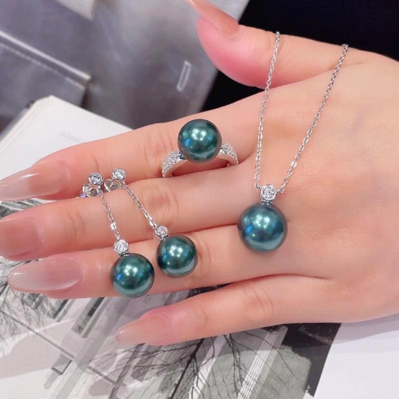 

Кольцо из циркона цвета павлиньего пера в стиле легкой роскоши, серьги из искусственного циркона, красочный набор ожерелья для банкета с сокровищами для женщин