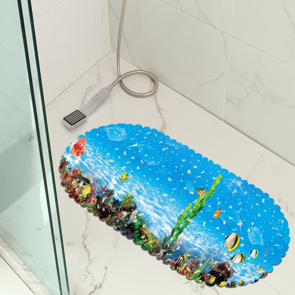 Underwater World Bathroom Mat Bath Room Floor Mat Pvc Bathtub Non-Slip Mat Waterproof Bath Foot Mat Pattern Available