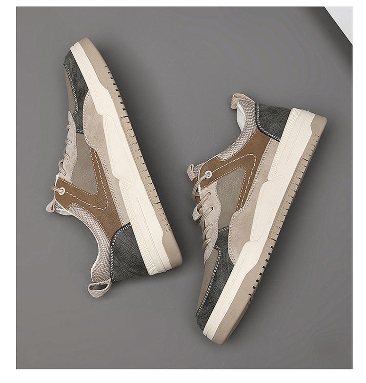 Spring/Autumn 2024 Men's Retro Business Casual Non-Slip Soft Sole Breathable Patchwork Board Shoes