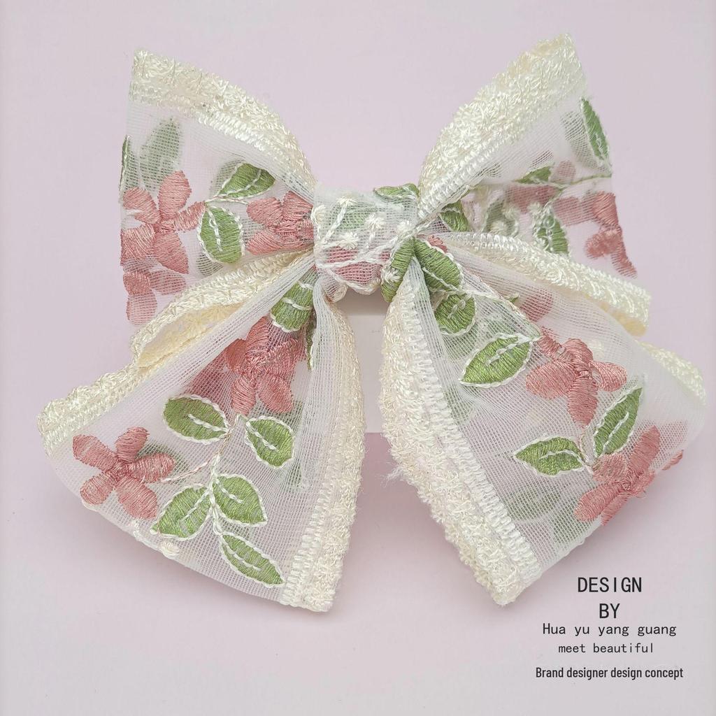 Embroidered Oversized Lace Bow Hairpin - Sweet Fairy Style