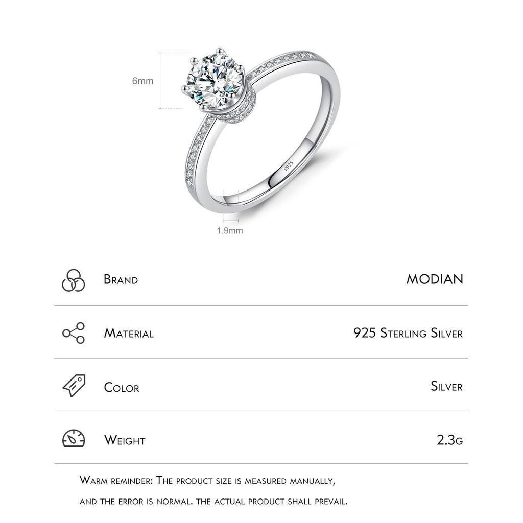 MODIAN Modeschmuck Luxus Damen Verlobungsring 925 Sterlingsilber 5A Zirkonia Hochzeits Kronenringe