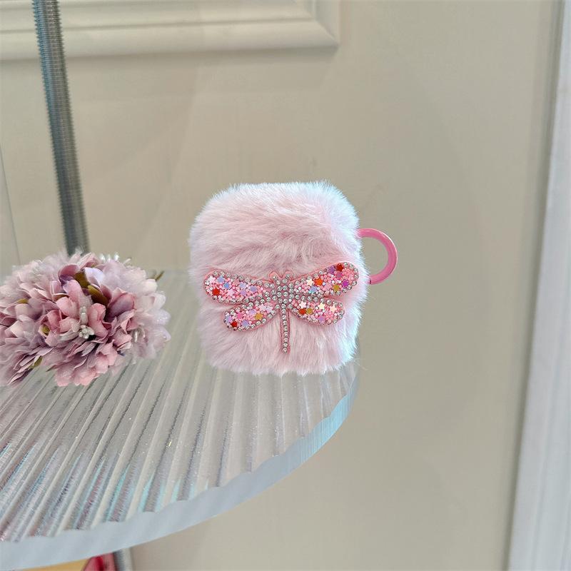 Plush Flash Diamond Dragonfly Suitable for Airpods4 Protective Case Apple Bluetooth Pro2 3rd Generation Earphone Cover Cute Girl