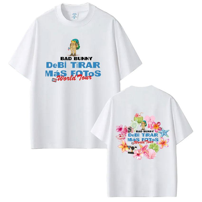 ZX Rapper Bad Bunny Debi Tirar Mas Fotos DTMF World Tour Shirts Men Women Fashion Vintage Hip Hop Short Sleeve Tshirts Streetwear