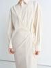 Aktuelles Lemire Frühjahrsankunft Lockerer Revers Diagonale Knöpfe Langarm Hemdblusenkleid für Damen