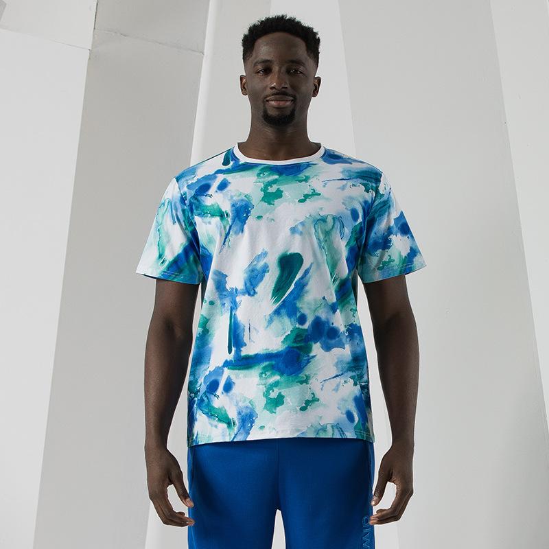 

Летняя мужская свободная футболка, деловая свободная повседневная универсальная футболка с коротким рукавом XXXXXL синий