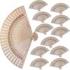 12pcs Sandalwood Fan, 8 Inch Chinese Wooden Openwork Personal Handheld Folding Fan For Wedding Party Home Decorations