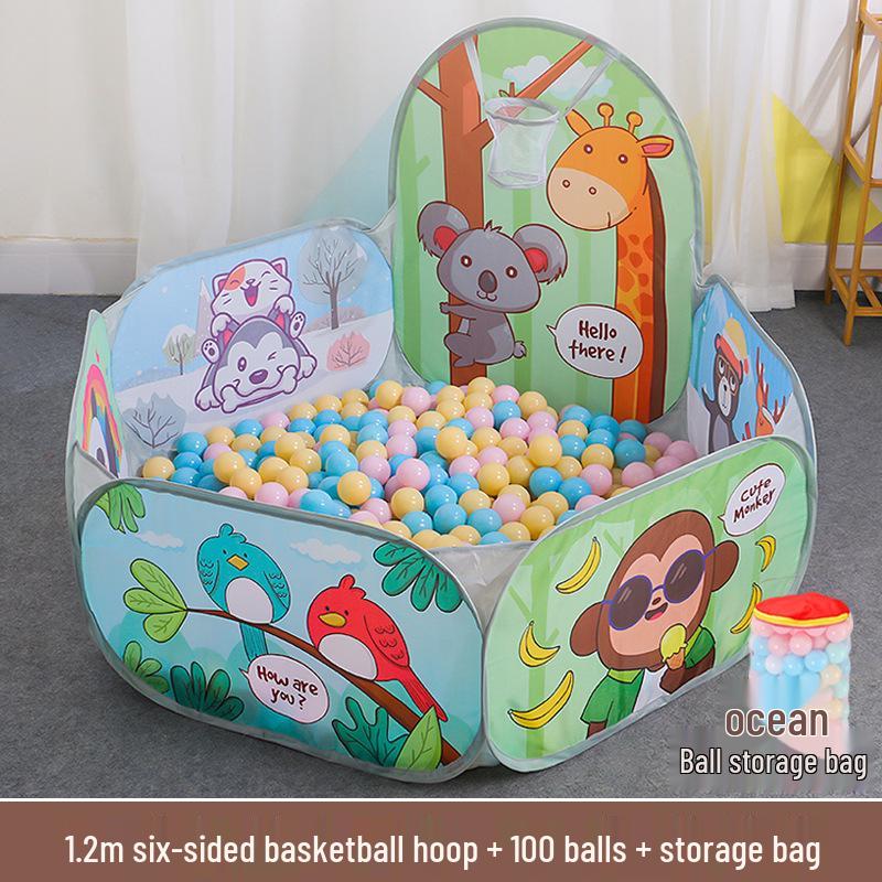 Kids' Indoor/Outdoor Ocean Ball Pit Tent with Basketball Hoop