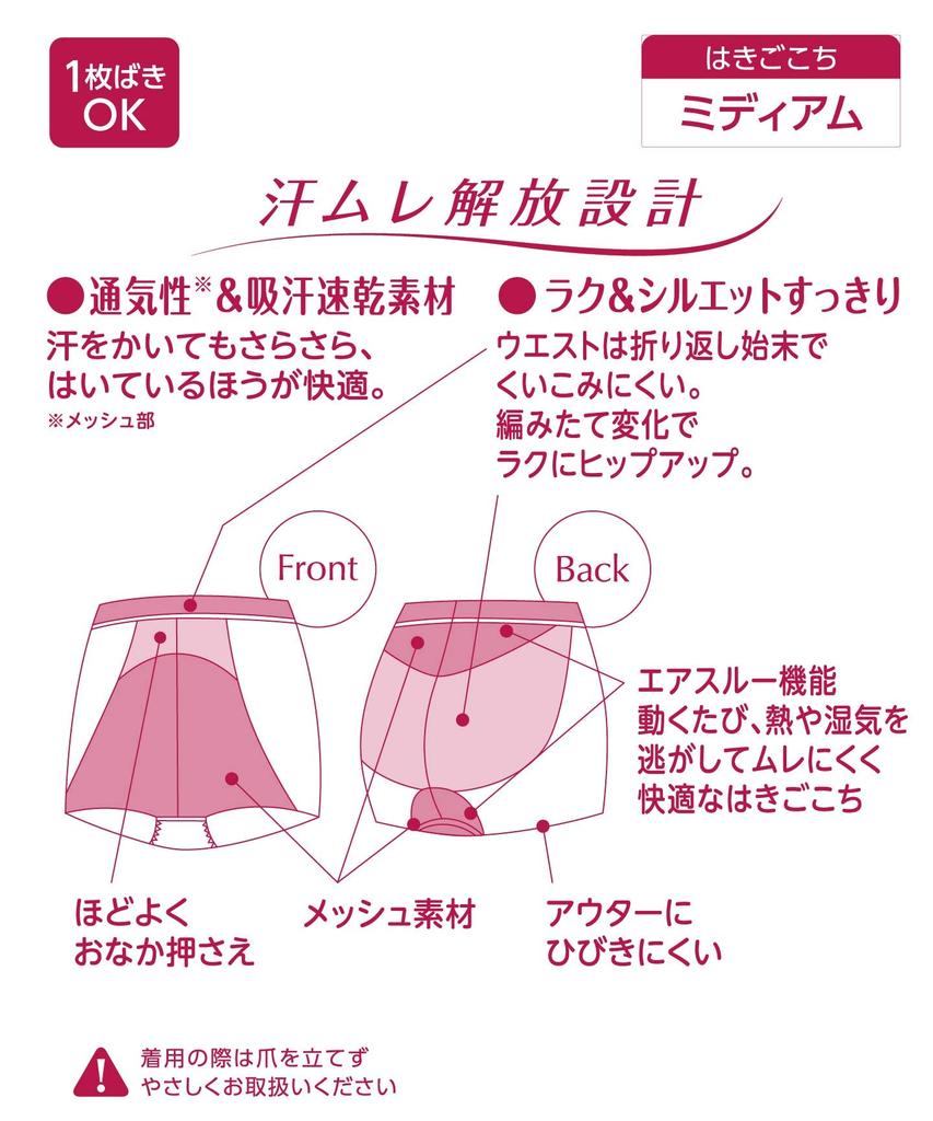 KQ2511 Summer Short Inner Stay Dry Even When Size GY 64 Wing/Wacoal Women's Pants, Bottoms, Sweaty,