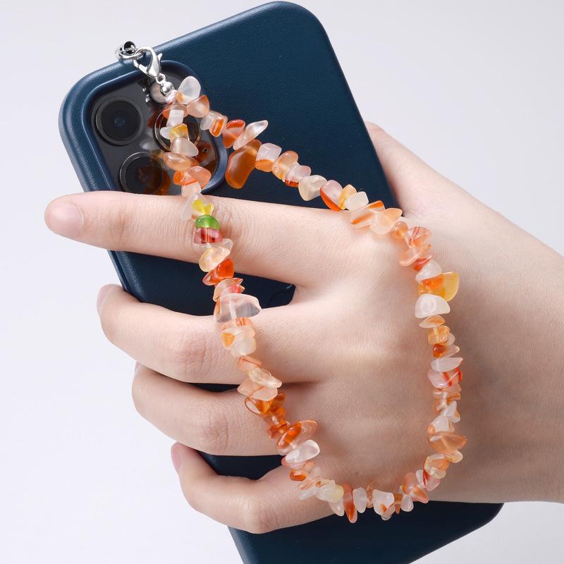Creative Gravel Stone Mobile Phone Chain Women Girls Natural Bead Anti-Lost Fashion Jewelry Cellphone Strap Lanyard Hanging
