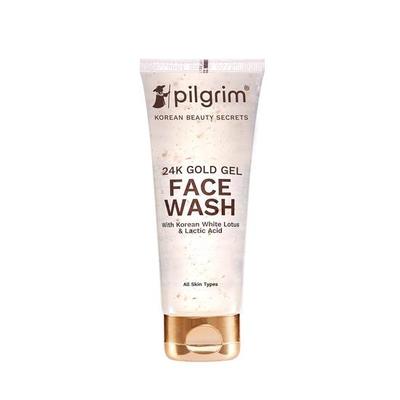 Pilgrim 24 Karat Gold Gel-Gesichtsreiniger mit koreanischem weißem Lotus und Milchsäure, 80 ml | Gesichtsreiniger für strahlende Haut | Entfernt Mattheit | Für alle Hauttypen