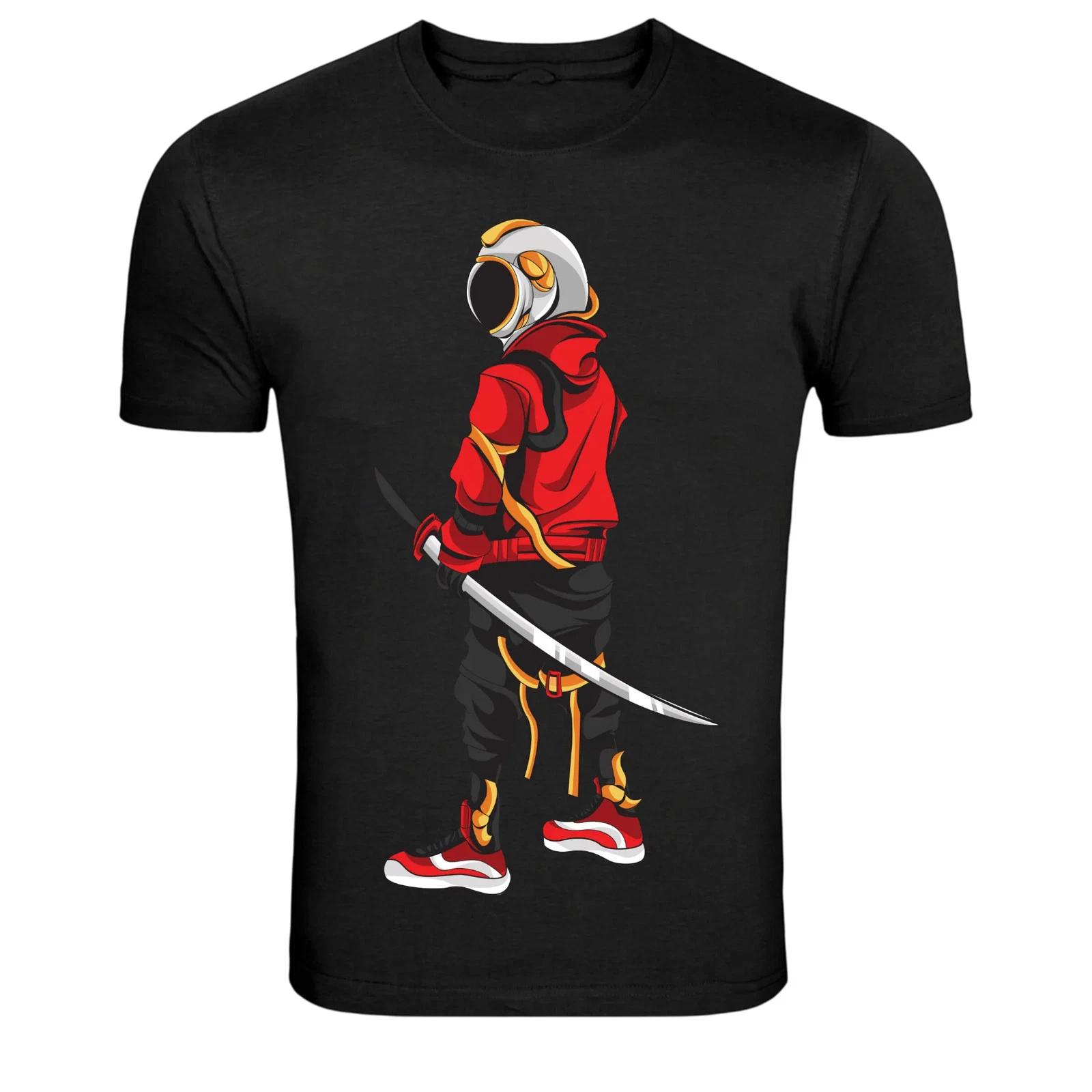 Astronaut Samurai Katana Space Warrior Graphic T Shirt XL