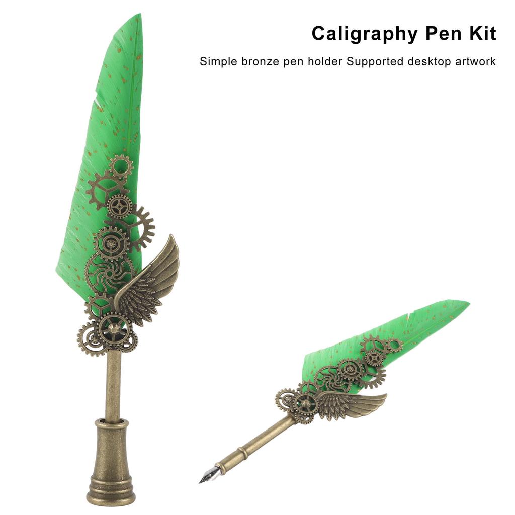 Quill Pen Set Retro Elegant Exquisite Pattern Stainless Steel Nib Wear Resistant Caligraphy Pen Kit
