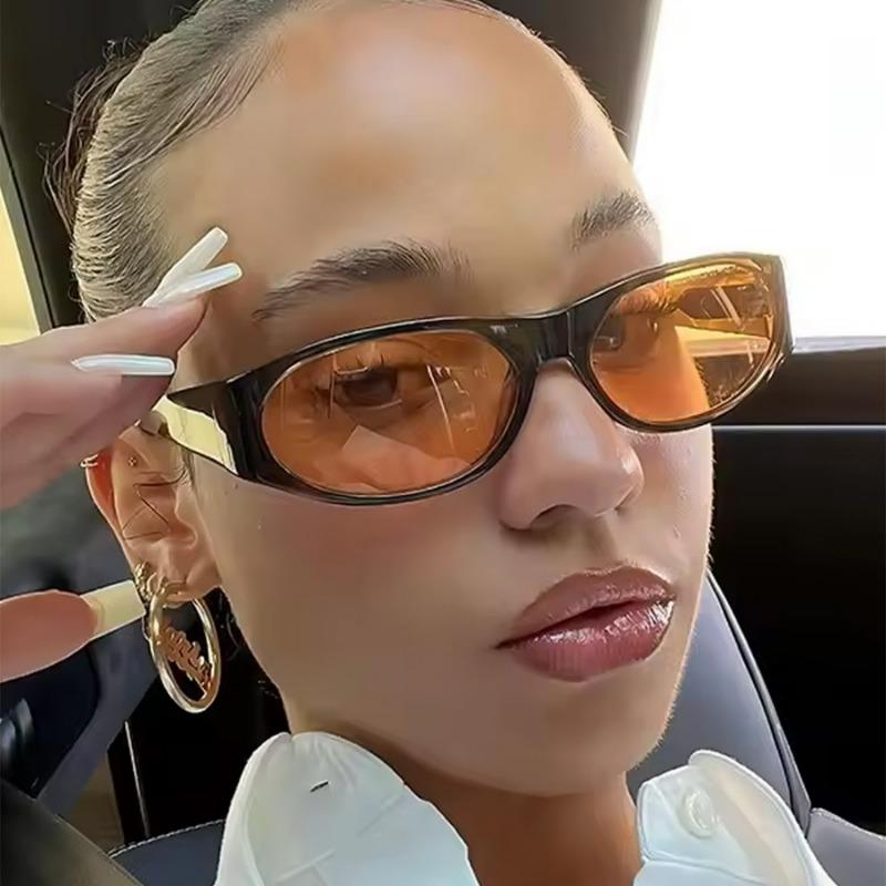 Oval Frame Black Retro Ladies Sunglasses Ins Simple Suitable for Daily Commuter Vacation Accessories