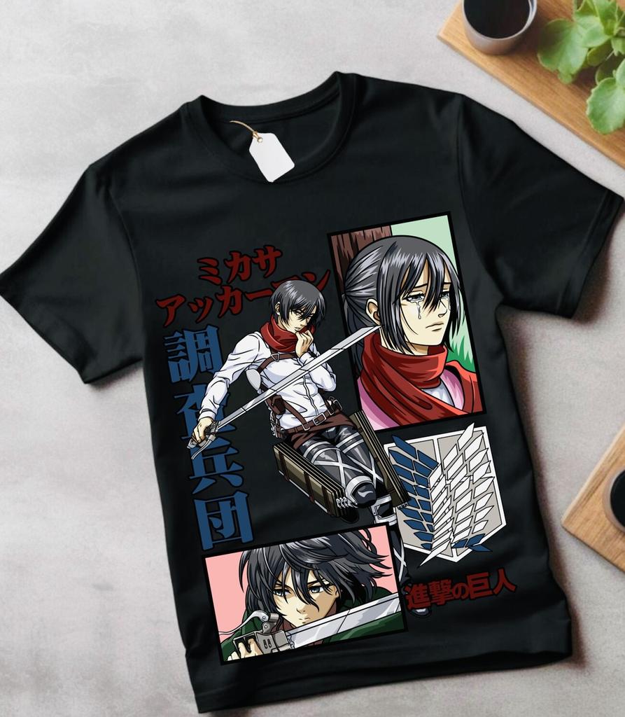 T-shirt Mikasa Attack on Titan Maglietta Shingeki No Kyojin Anime Maglietta AOT Tutte le Taglie