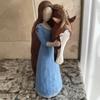 Girl Horse Figurine Resin Angle Pony Statue Sculpture Home Office