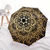 Golden Mandala Circular Ornament Vector Illustration Umbrella, Portable 3 Fold Compact Umbrella for Men & Women,S273