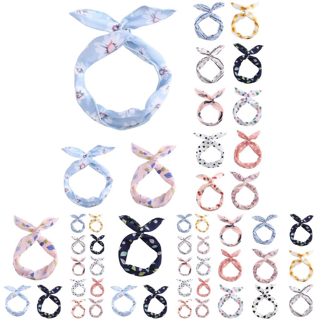 Floral Rabbit Ears Knotted Wire Hair Bands For Women With Elegant Metal Wire Scarf Design