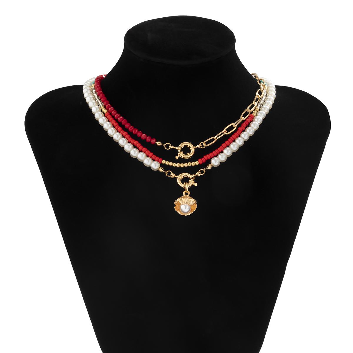 

Seed Beads Short Choker Necklace for Women 2026 Fashion Layered Beaded Chain with Imitation Pearl Pendant Necklaces Neck Jewelry красный