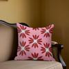 Crimson Daisy Square Jacquard Pillow Cover for Sofa Office Waist Cushion Cover Home Decorative Pillowcase