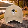 Astronaut Kicking Moon Print Washed Baseball Cap Adjustable Cotton Casual Outdoor Sports Hat